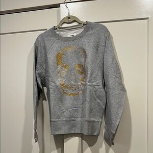 Zadig & Voltaire Gray Sweatshirt with Gold and Silver Skull NWT Size S